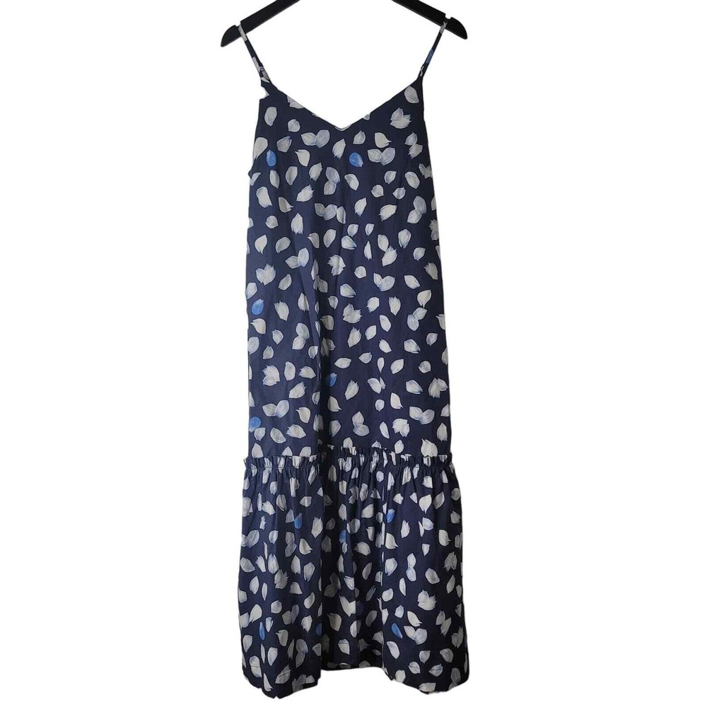 Scoop Boho Tiered Midi Dress Sleeveless Blue Strappy Cut Out Sundress S